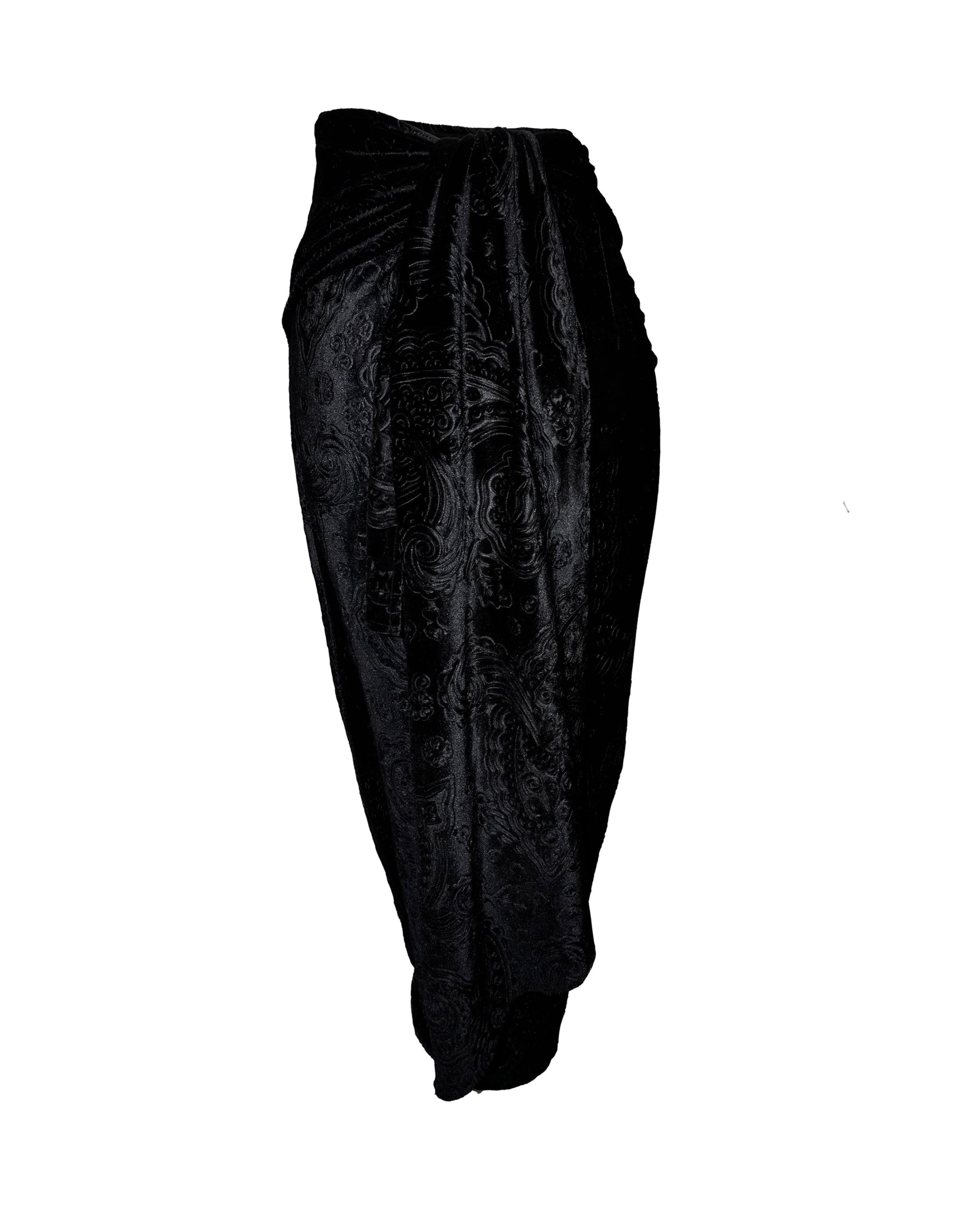 Embossed Velvet Wrap Skirt