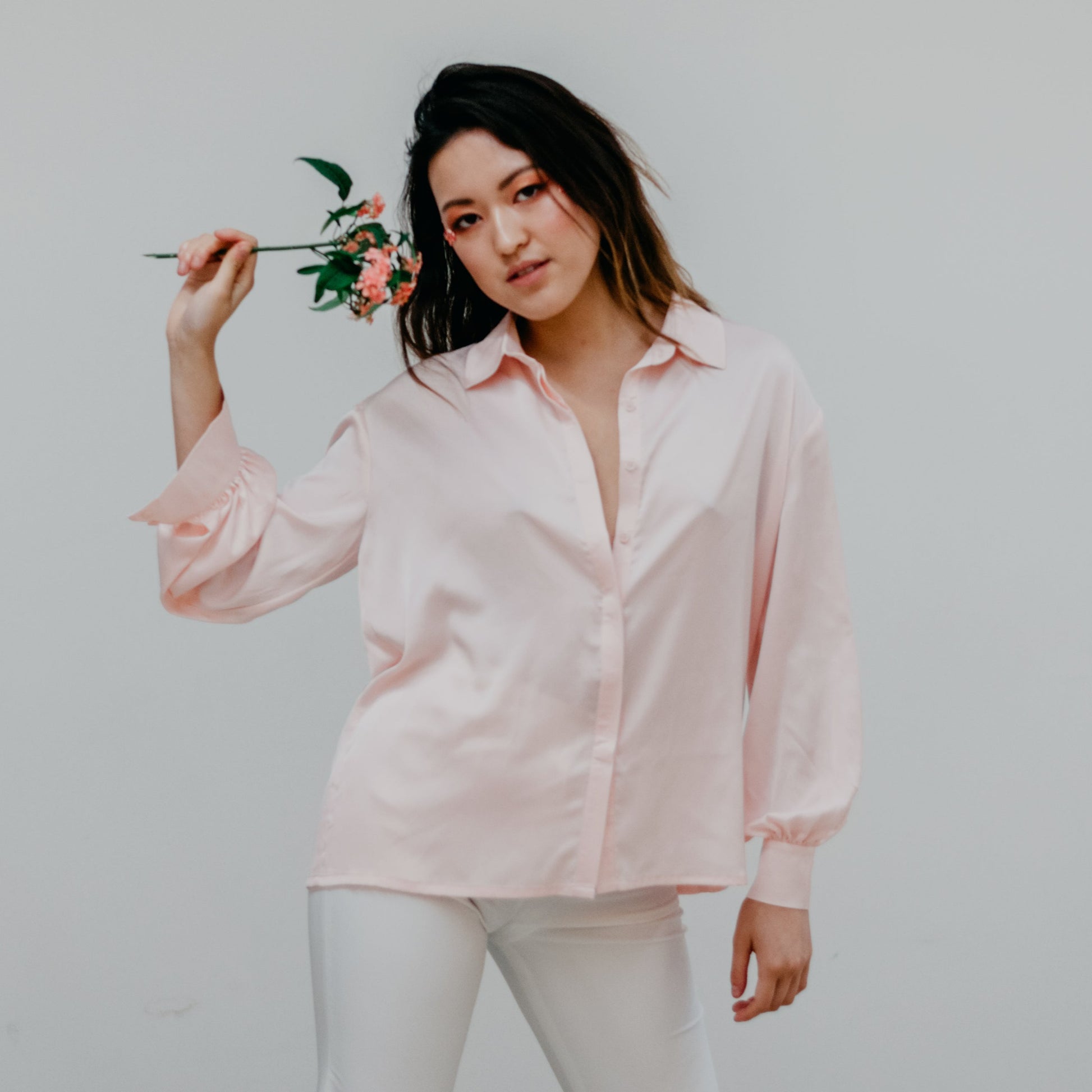 Pink Silky Button up Blouse