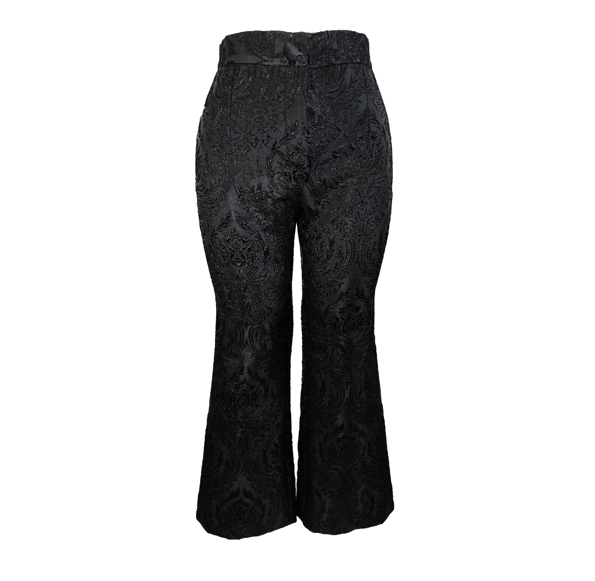 Black Crop Jacquard Trousers